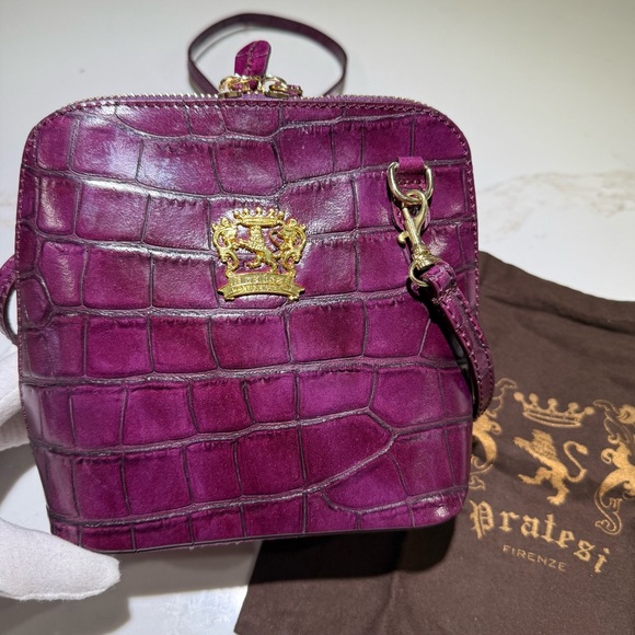 Pratesi Handbags - PRATESI Italian Firenze Leather Crossbody with Storage bag, Purple